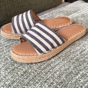 Old Navy Navy and Cream Striped Slide Espadrilles